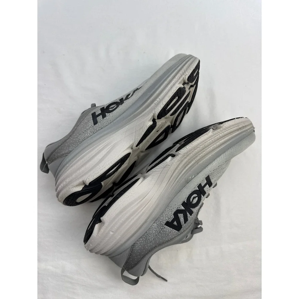 Hoka Bondi 8 Mens Running Shoes Grey Black Road Sneakers Low Top